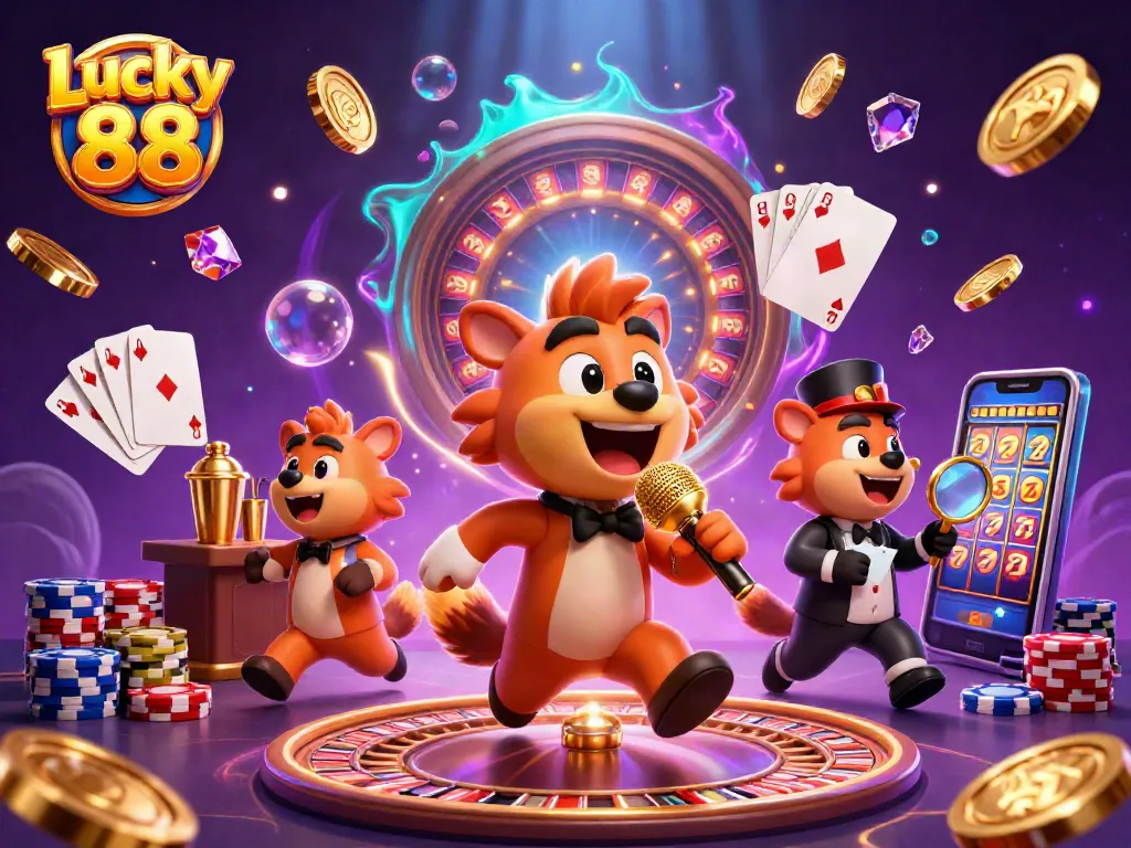 Experience the excitement of Lucky 88 as hyenas run a vibrant comedy casino club with dynamic game elements.