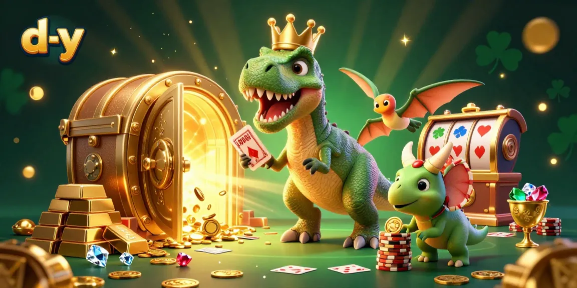 Enter the world of d-y as friendly dinosaurs enjoy a vibrant casino adventure.
