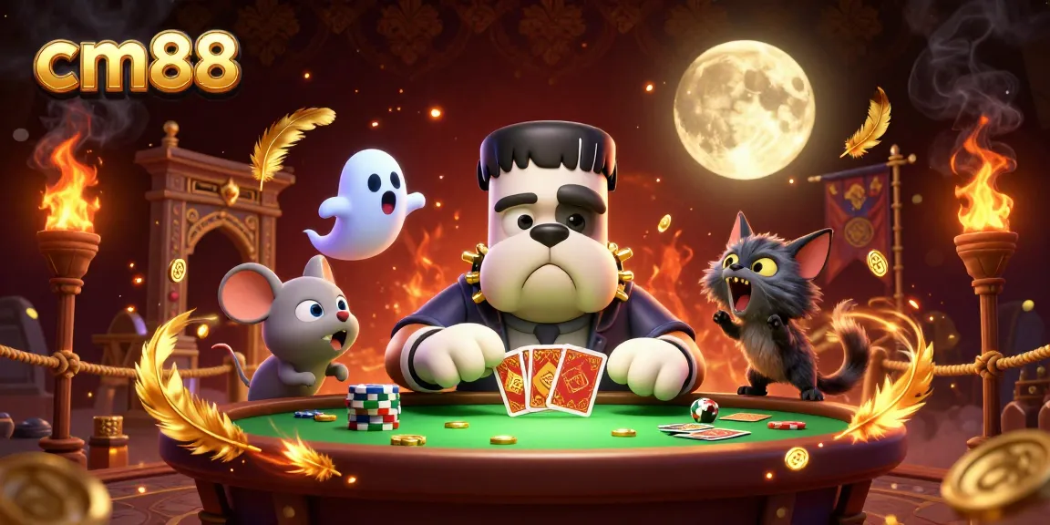 Experience thrilling gameplay at cm88 with unique casino characters in a vibrant, animated scene.