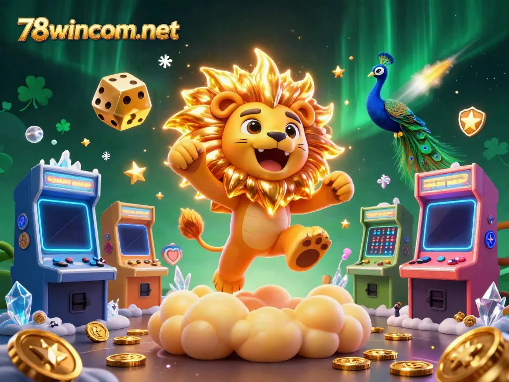 Experience the thrill of 78wincom net with a vibrant casino-themed 3D digital illustration.