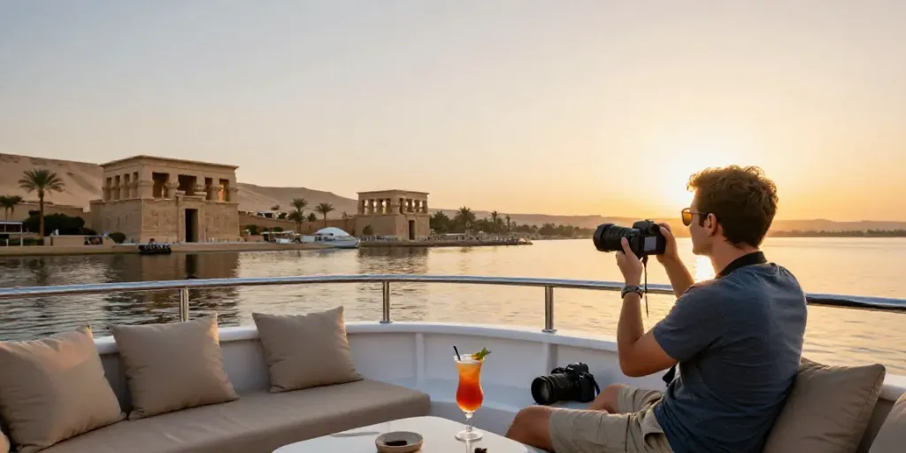 Luxurious Lake Nasser Cruise experience at sunset with stunning views