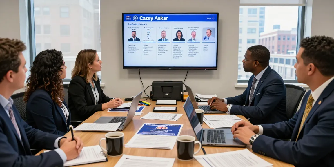 Investigative meeting in campaign office discussing Casey Askar's controversies