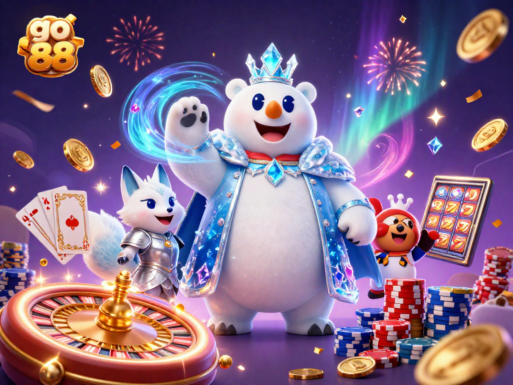 Bet big with go 88 and enjoy thrilling casino action in this vibrant 3D illustration