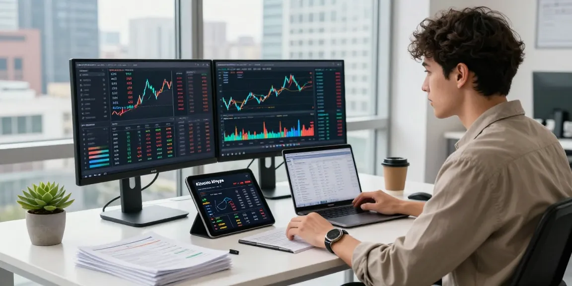 Kinetic KHype analysis in a modern financial workspace showcasing cryptocurrency data on multiple screens