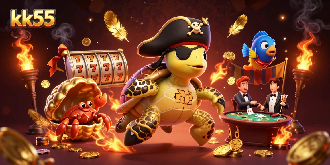 Engage with kk55 and explore vibrant slot games in a dynamic underwater treasure scene.