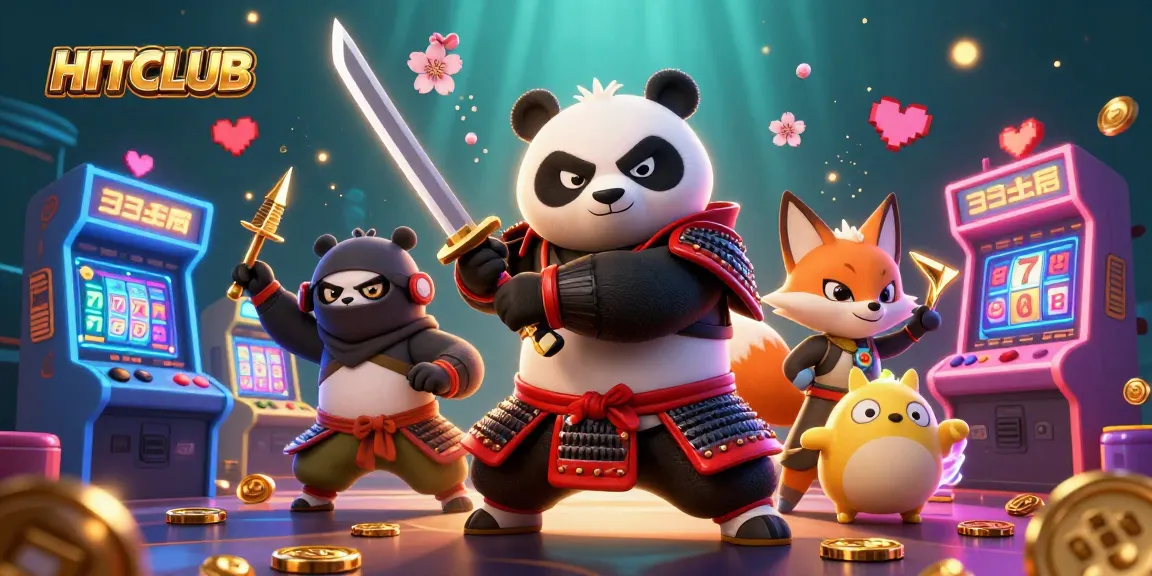 Engage in thrilling gameplay with HITCLUB as a samurai panda and ninja fox turn the casino into a vibrant adventure.