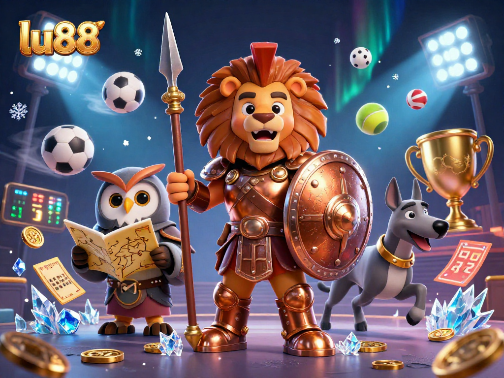 Experience thrilling action at lu88 with vibrant sports characters in a dynamic casino scene.
