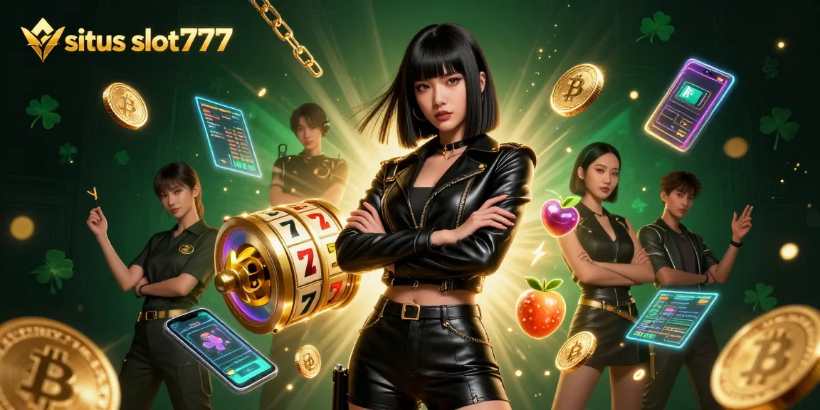Play at situs slot777 featuring diverse slot symbols and vibrant crypto elements for a winning experience.