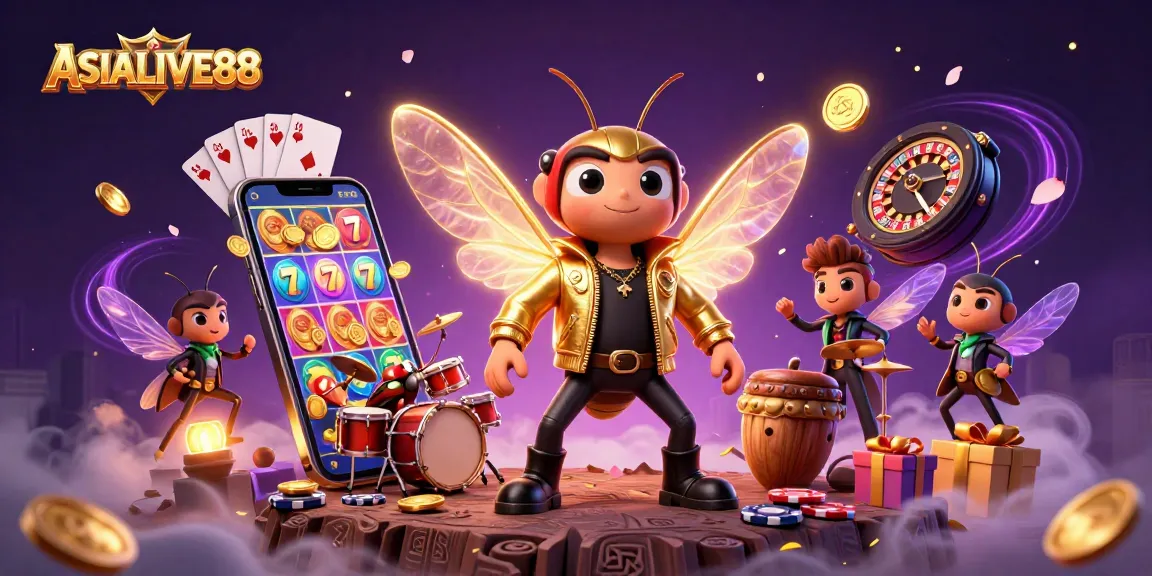 Spin to win with ASIALIVE88 in an ultra-detailed 3D casino scene featuring lively characters.