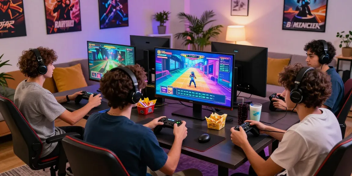 Players enjoying hentaigames together in a cozy living room, highlighting interactive gaming elements.