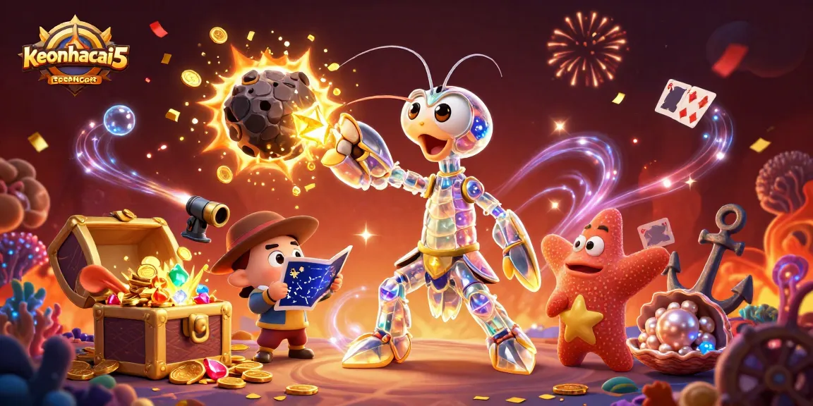 Experience the thrill of winning with keonhacai5 in a dynamic casino-themed adventure scene.