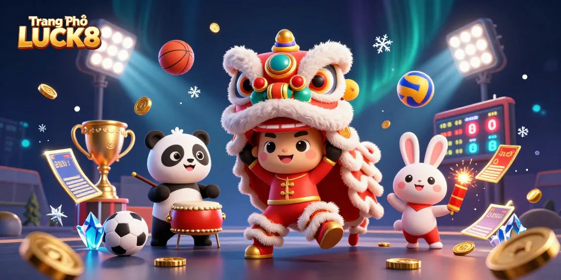 Experience thrilling gameplay at Trang Chủ LUCK8, showcasing vibrant 3D characters in a lively casino scene.