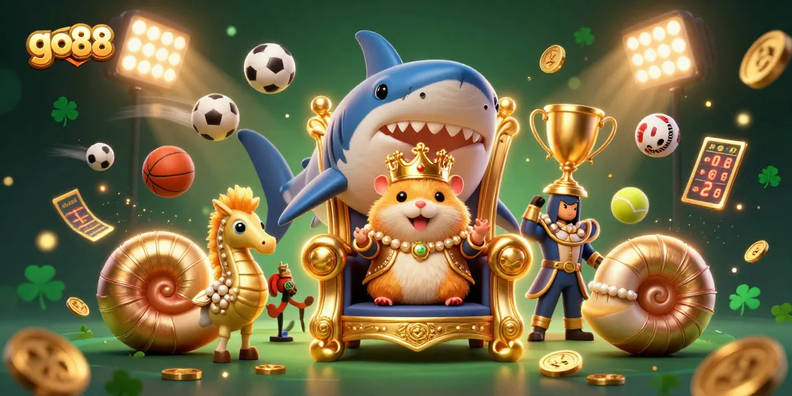 Experience thrilling gameplay at go88 with a vibrant 3D cartoon illustration of gaming characters and elements.