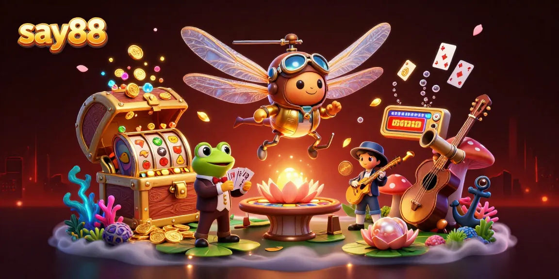 Engage with say88's thrilling gaming experience featuring a vibrant casino scene with interactive characters.