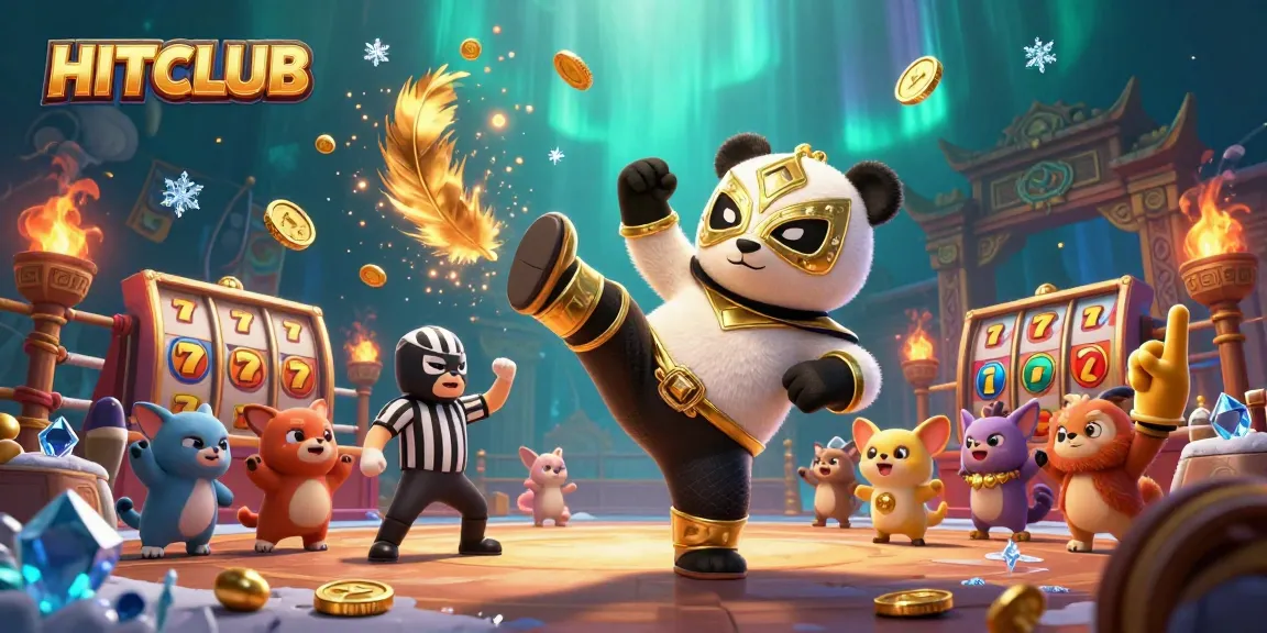 Engage with HITCLUB at the ultimate casino showdown featuring dynamic 3D characters and vibrant elements.