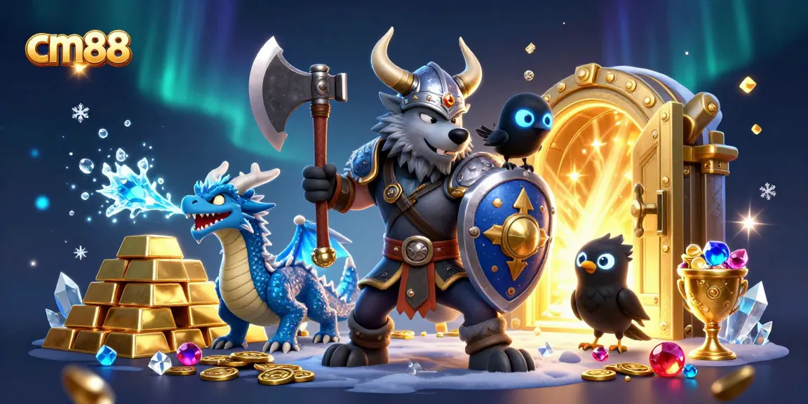 Engage in exciting gameplay with cm88, featuring Viking warrior, dragon, and treasures!