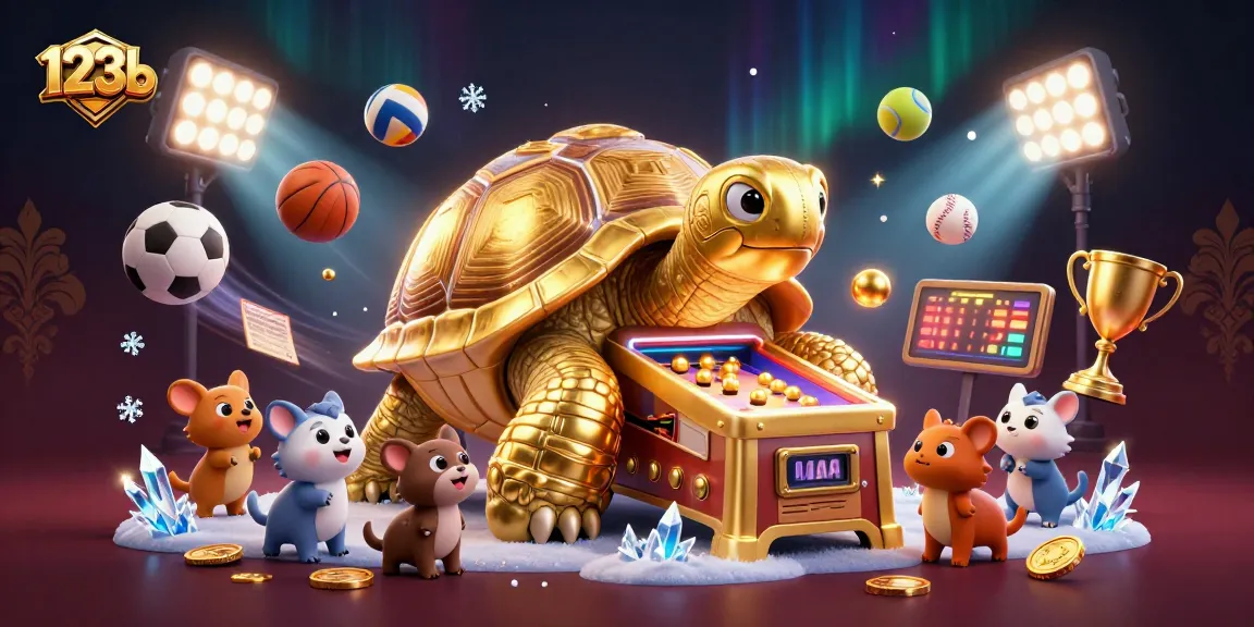 Players enjoy exciting sports betting at 123b with a golden tortoise pinball machine.