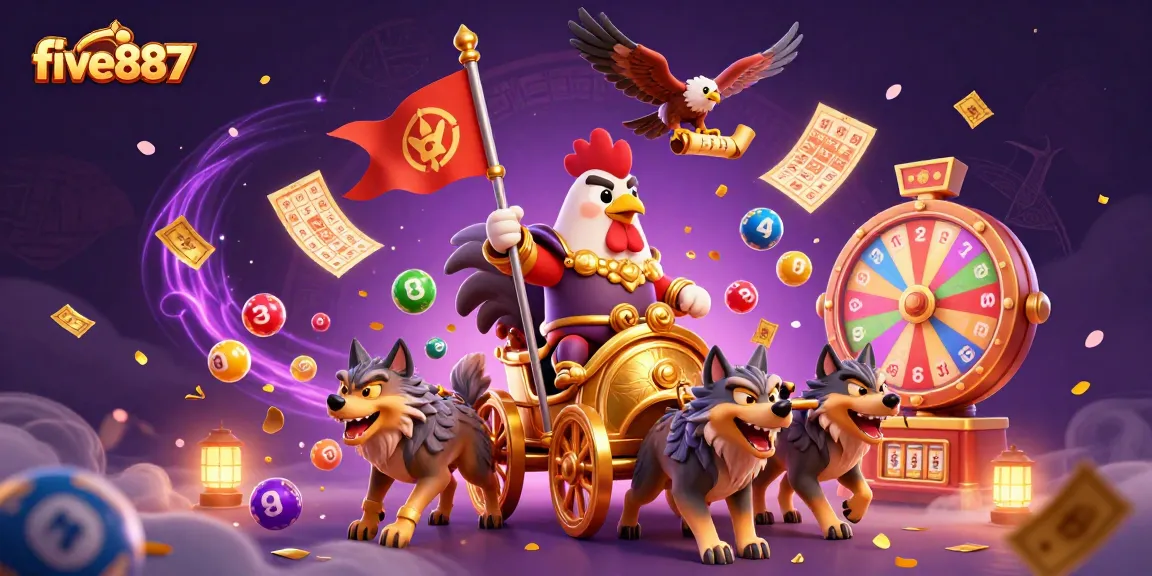 Engage with five887's exciting lottery scene featuring dynamic colorful elements and rich 3D visuals.