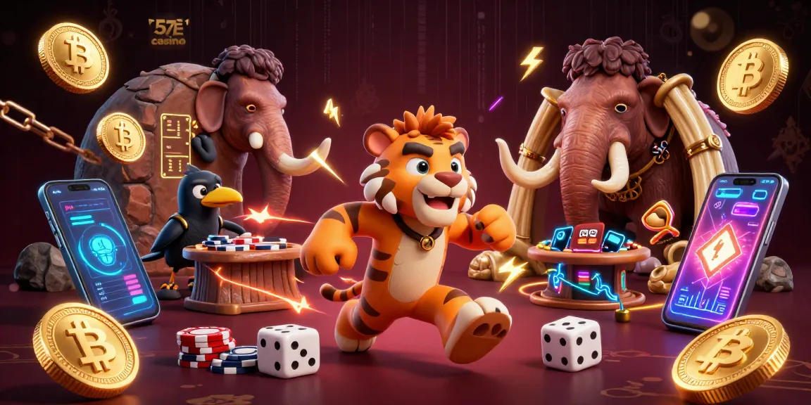 Experience the thrill of 57E casino with unique characters and vibrant game elements.