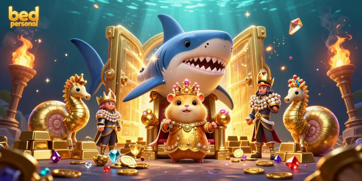 Join the adventure with bed personal's lively gambling-themed scene featuring a regal golden hamster king.
