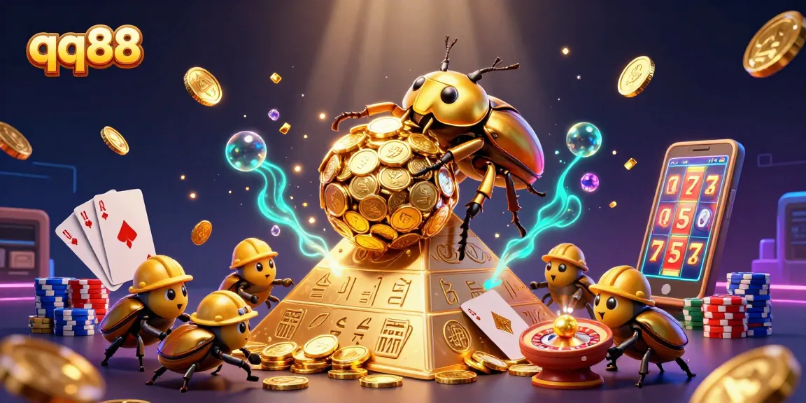 Engage in thrilling gameplay at qq88 with vibrant casino elements in an exciting illustration.