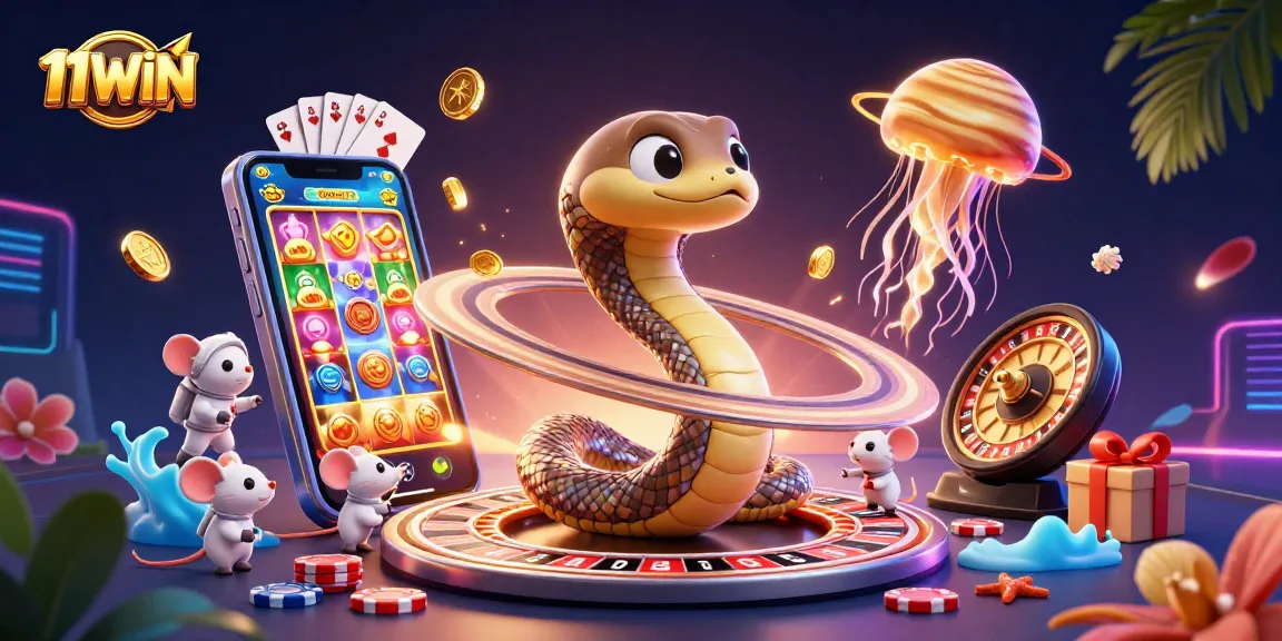 Elevate your gaming with 11WIN: 3D cosmic casino scene depicting roulette excitement.