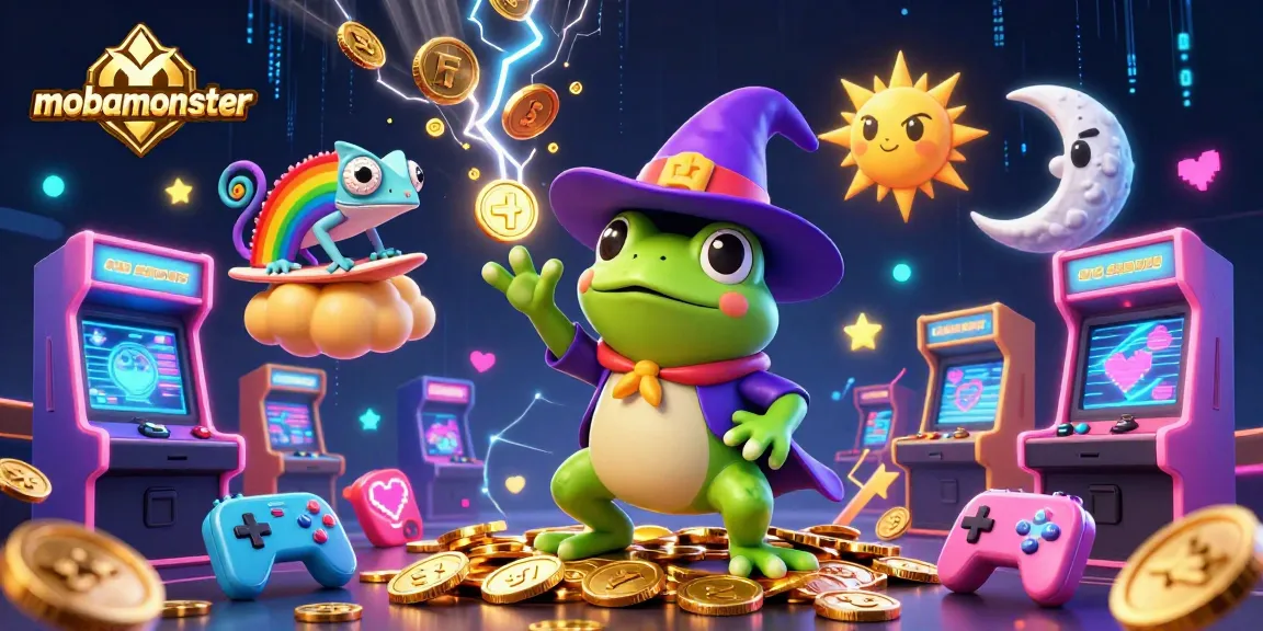 Witness the magic of mobamonster as playful characters burst with gold in a vibrant casino scene.