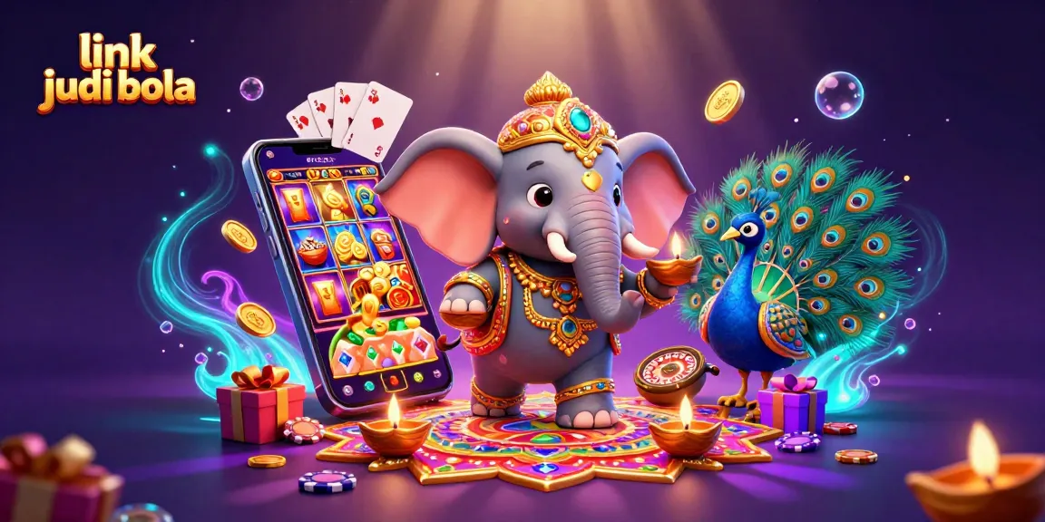 Experience link judi bola at its finest with vibrant casino-themed illustration showcasing lucky elements.